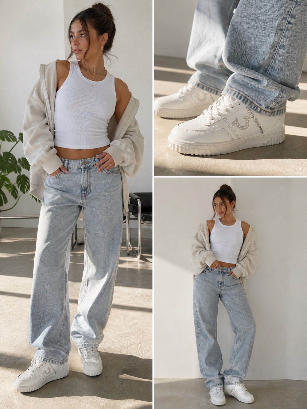 True Religion White Platform Sneakers w/ Rhinestone Horseshoe Logo | Chunky Y2K‎